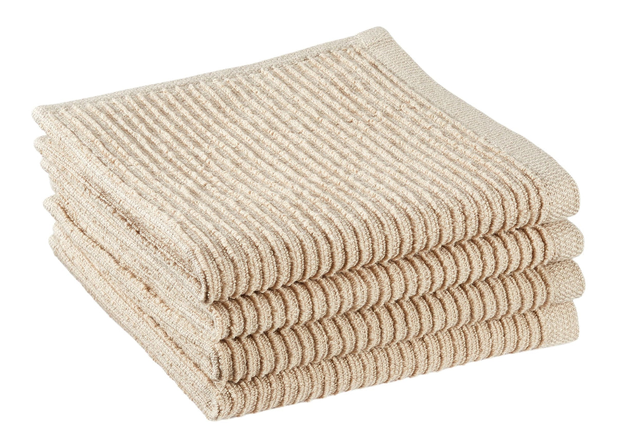 PADERNO All-Purpose Ribbed Cotton Terry Square Dish Cloths, Beige, 4-pk