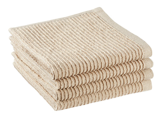 PADERNO All-Purpose Ribbed Cotton Terry Square Dish Cloths, Beige, 4-pk