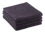 PADERNO All-Purpose Ribbed Cotton Terry Square Dish Cloths, Black, 4-pk