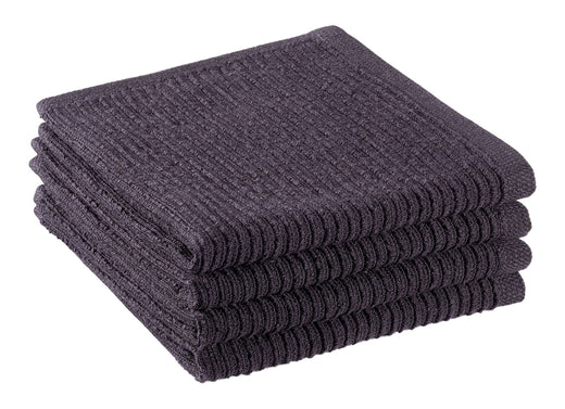 PADERNO All-Purpose Ribbed Cotton Terry Square Dish Cloths, Black, 4-pk