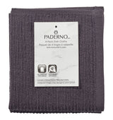 PADERNO All-Purpose Ribbed Cotton Terry Square Dish Cloths, Black, 4-pk image 3