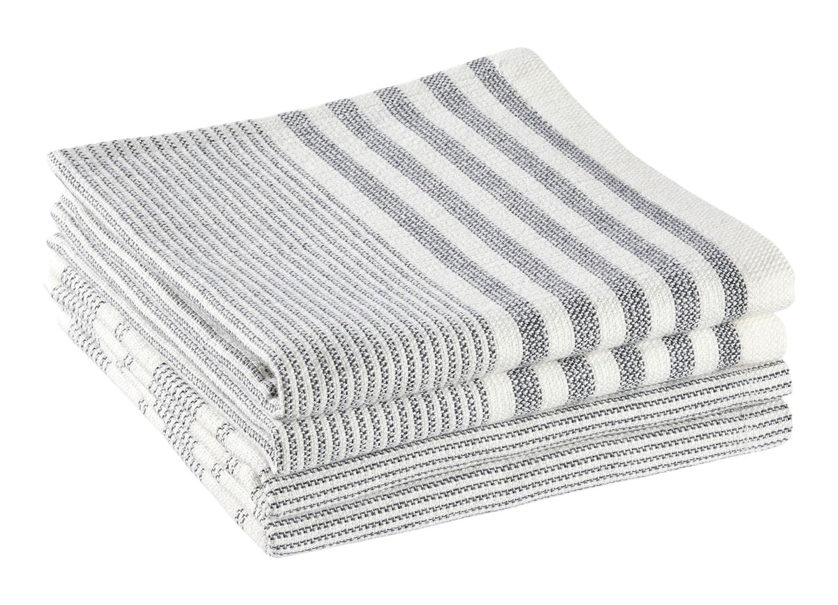 PADERNO All-Purpose Striped Cotton Terry Square Dish Cloths, Grey, 4-pk