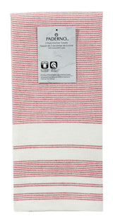 PADERNO All-Purpose Striped Flatweave Terry Kitchen Towels, Red, 2-pk image 2