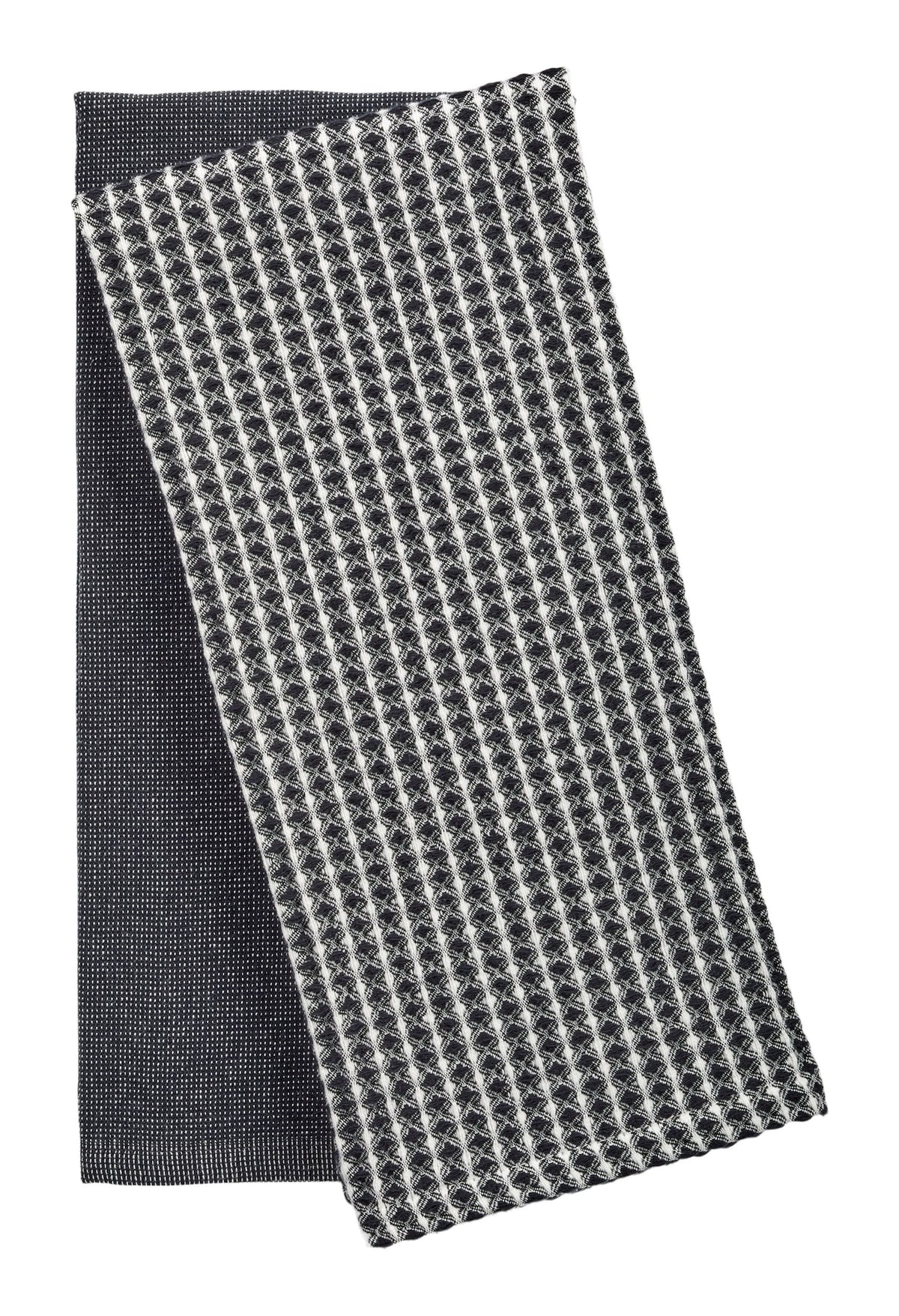 PADERNO All-Purpose Two-Tone Cotton Kitchen Towels, Black, 2-pk