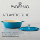 PADERNO Braiser, Durable Cast Iron, Oven Safe, Atlantic Blue, 5-qt image 5