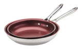 PADERNO Canadian Signature Stainless Steel Non-Stick Frying Pan, Dishwasher & Oven Safe, Burgundy, 24cm & 28cm, 2-pk image 2