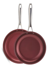 PADERNO Canadian Signature Stainless Steel Non-Stick Frying Pan, Dishwasher & Oven Safe, Burgundy, 24cm & 28cm, 2-pk image 3