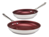 PADERNO Canadian Signature Stainless Steel Non-Stick Frying Pan, Dishwasher & Oven Safe, Burgundy, 24cm & 28cm, 2-pk image 4