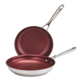 PADERNO Canadian Signature Stainless Steel Non-Stick Frying Pan, Dishwasher & Oven Safe, Burgundy, 24cm & 28cm, 2-pk image 5