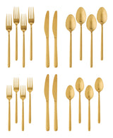 PADERNO Chelsey Satin Gold Finish Slim Round Stainless Steel Flatware Set, Serves 4, 20-pc image 4