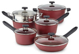 PADERNO Classic Cookware Set, Non-Stick, Maroon, 11-pc