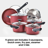 PADERNO Classic Cookware Set, Non-Stick, Maroon, 11-pc image 6