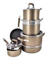PADERNO Classic Cookware Set, Non-Stick, PFOA-Free, Oven Safe, Champagne Bronze, 12-pc