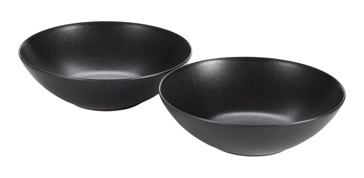 Paderno Dorset Large Coupe Stoneware Bowl Set, Oven Safe, 2-pk, Black Reactive