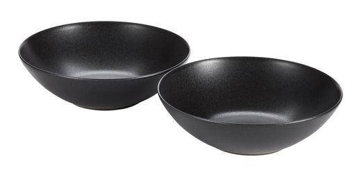 Paderno Dorset Large Coupe Stoneware Bowl Set, Oven Safe, 2-pk, Black Reactive