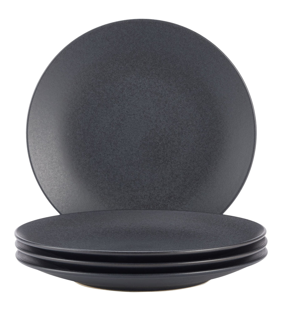 Paderno Dorset Stoneware Dinner Plate Set, Black Reactive, 4-pk, Oven Safe
