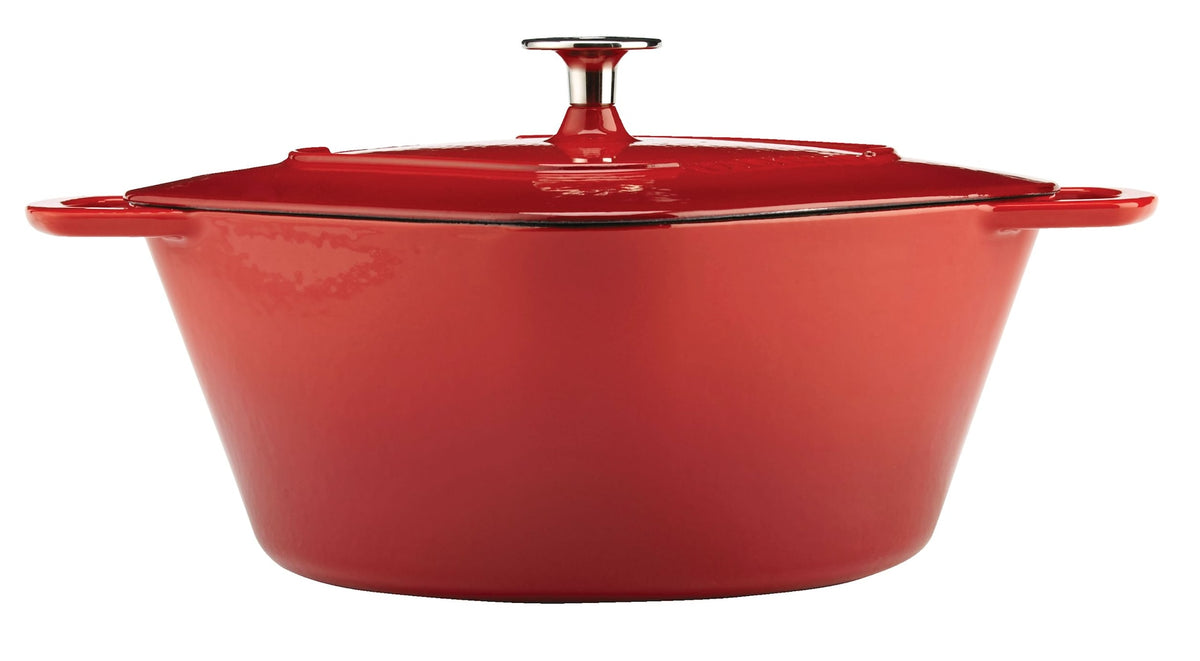 PADERNO Dutch Oven, Durable Cast Iron, Oven Safe, Red, 6.5qt