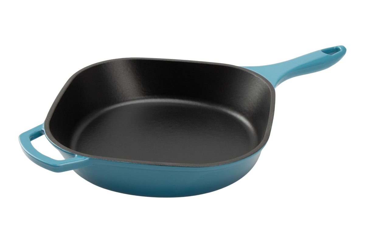 PADERNO Enameled Cast Iron Frying Pan, Turquoise Blue, 10-in