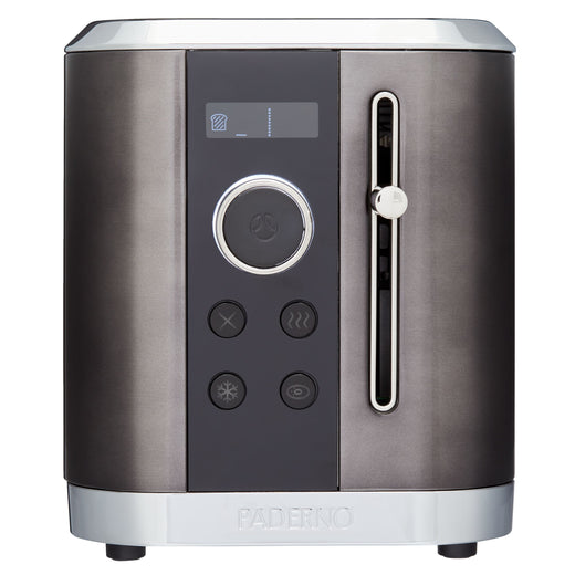 PADERNO Even Heat Wide Slots Toaster with 9 Settings, Black Stainless Steel, 2-Slices