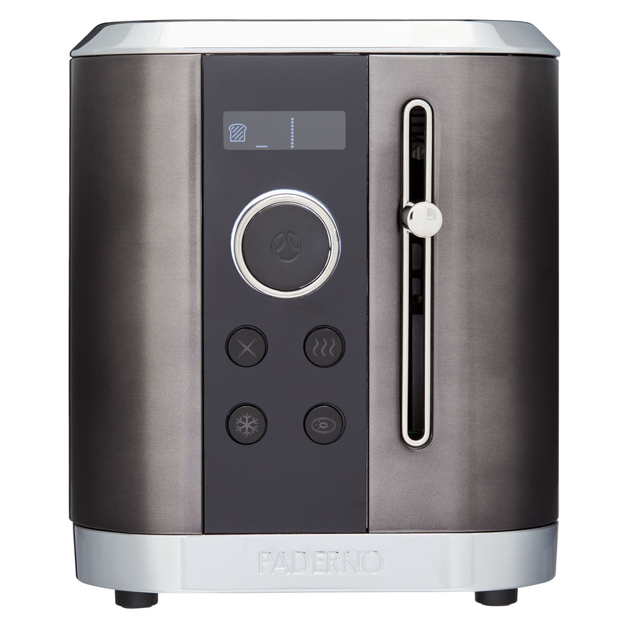 PADERNO Even Heat Wide Slots Toaster with 9 Settings, Black Stainless Steel, 2-Slices