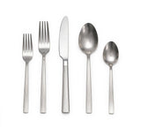 PADERNO Pinette Refined Rib Mirror Finish Stainless Steel Flatware Set, Serves 12, 60-pc