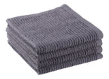 PADERNO Ribbed Cotton Terry Square Dish Cloths, Charcoal, 4-pk