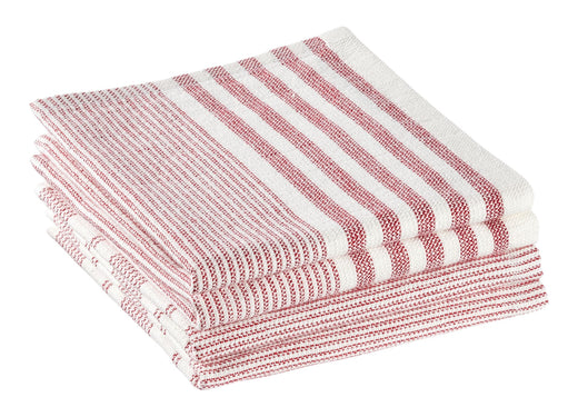 PADERNO Striped Cotton Terry Square Dish Cloths, Red, 4-pk