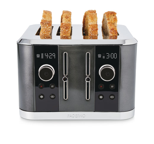 PADERNO Wide Slots Toaster with 9 Heating Settings, Black, 4-Slices