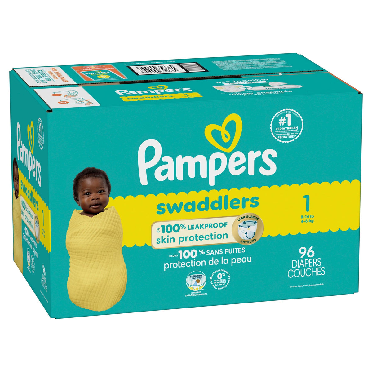 Pampers Swaddler Size 1 Leak-Free Baby Diapers, 96-pc