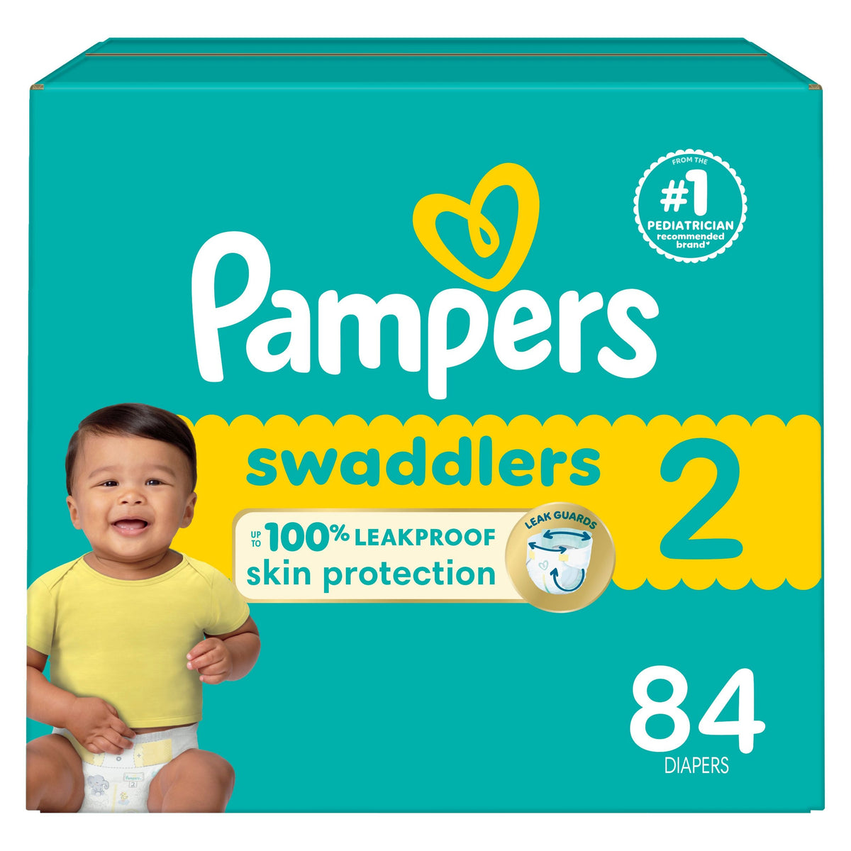 Pampers Swaddler Size 2 Leak-Free Baby Diapers, 84-pc