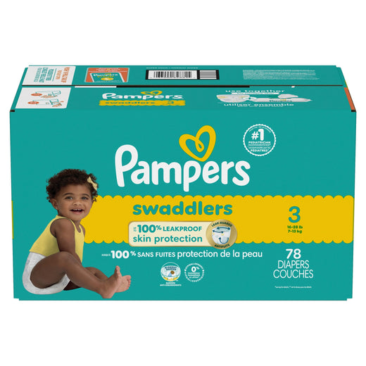 Pampers Swaddler Size 3 Leak-Free Diapers, 78-pc