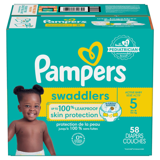 Pampers Swaddler Size 5 Leak-Free Baby Diapers, 55-pc