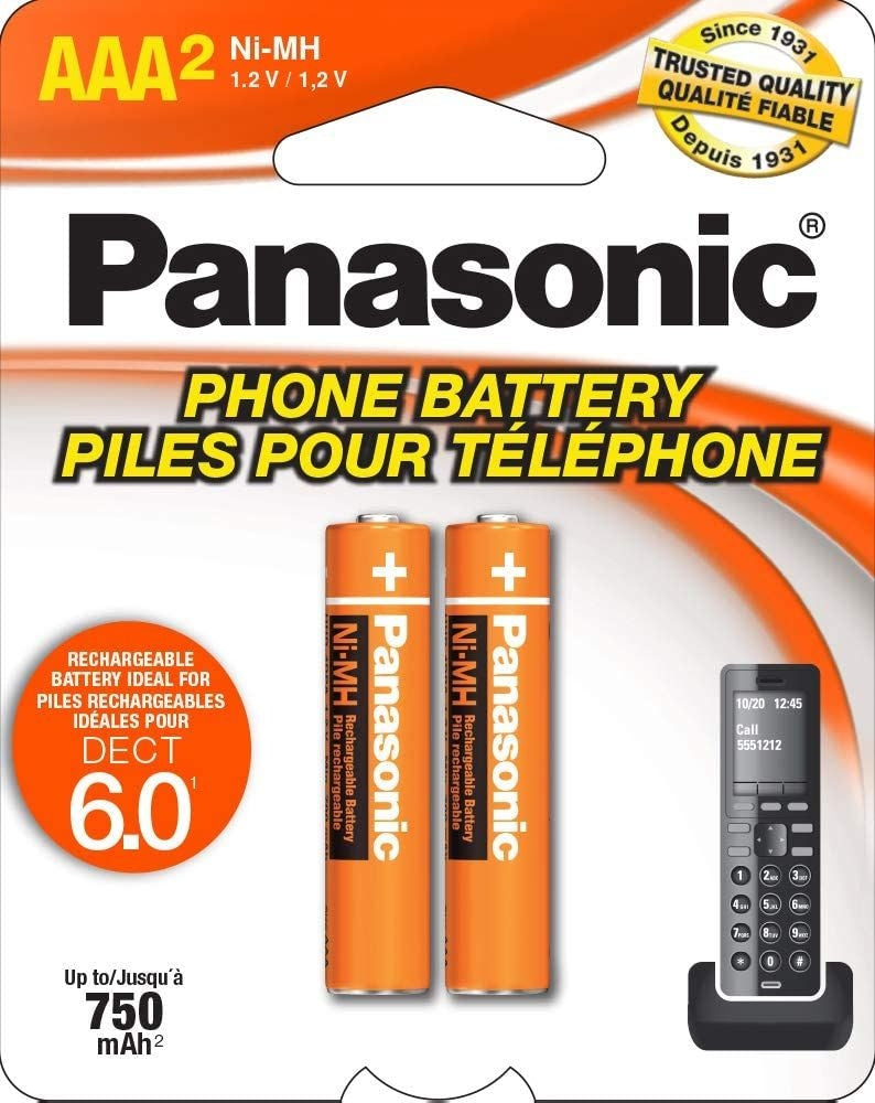 Panasonic Rechargeable AAA Battery for Cordless Phones (HHR4DPA2BA)