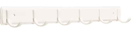 Peerless Steel 6-Hook Rail, White, 19-in