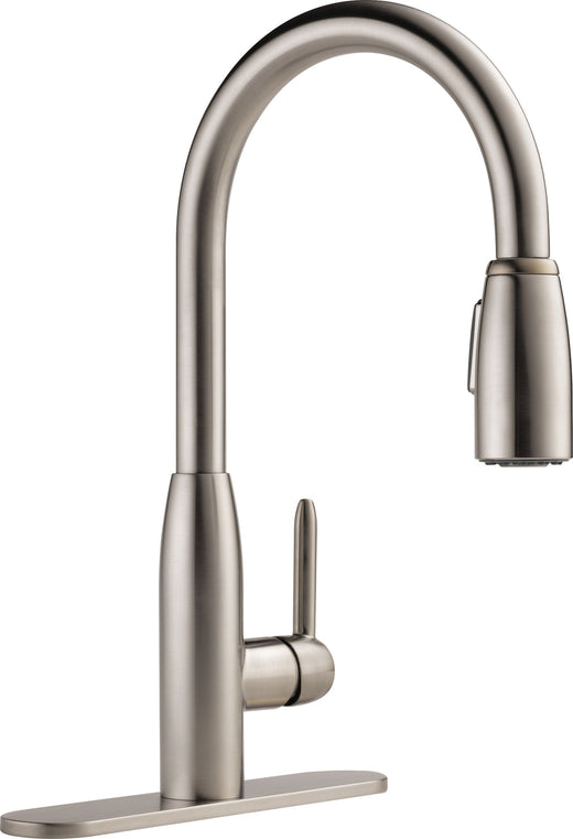 Peerless Tunbridge Single Handle High Arc Pull Down Kitchen Faucet, Stainless Steel