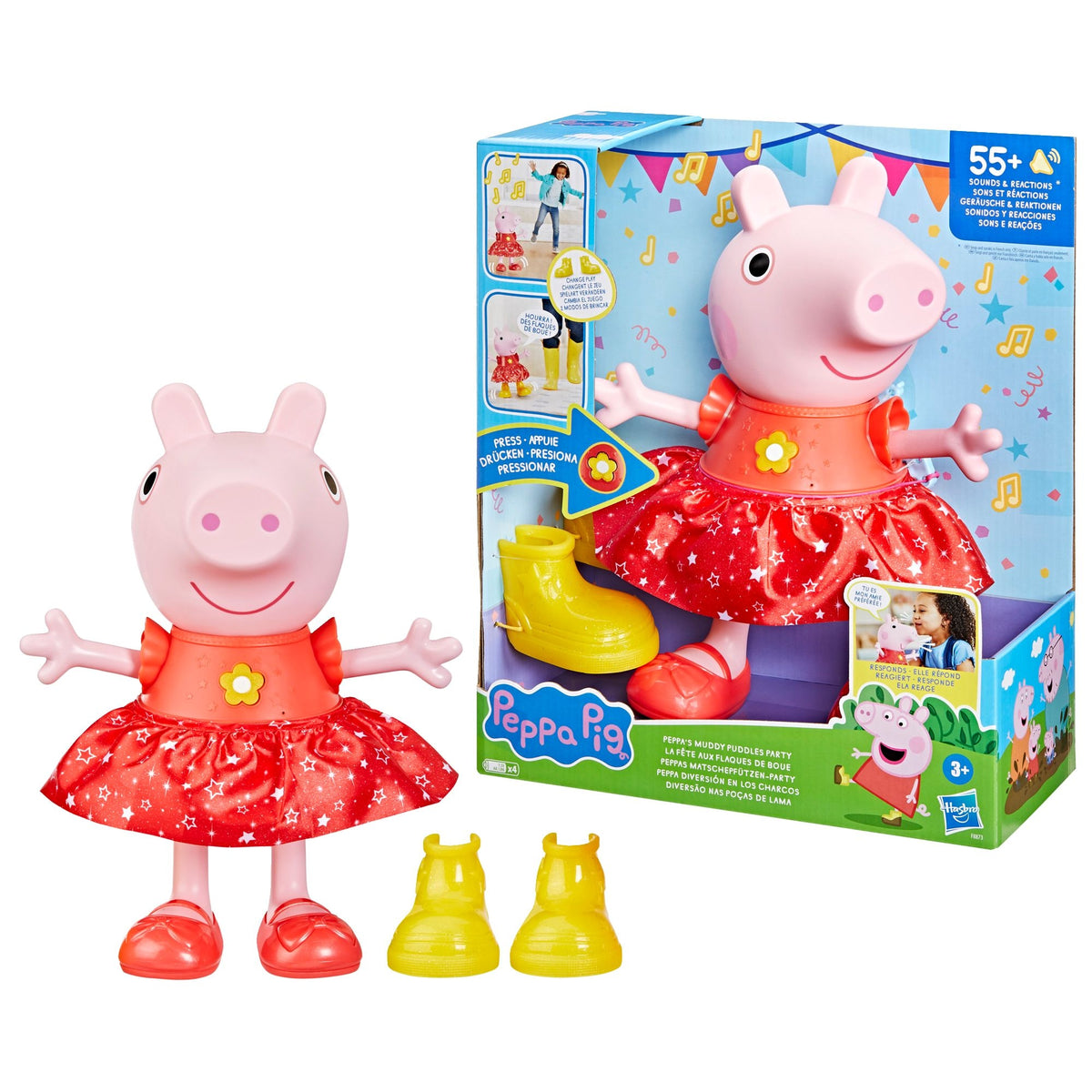 Peppa Pig Peppa’s Muddy Puddles Party Singing and Dancing Doll, French, Ages 3+