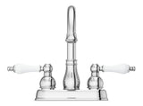 Pfister Henlow Double Handle High Arc 4-in Centreset Bathroom Sink Faucet, Push & Seal Drain, Polished Chrome