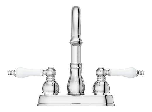 Pfister Henlow Double Handle High Arc 4-in Centreset Bathroom Sink Faucet, Push & Seal Drain, Polished Chrome