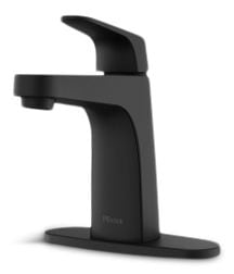 Pfister Matlock Single Handle High Arc Single Hole 4-in Centreset Bathroom Sink Faucet, Push & Seal Drain, Matte Black