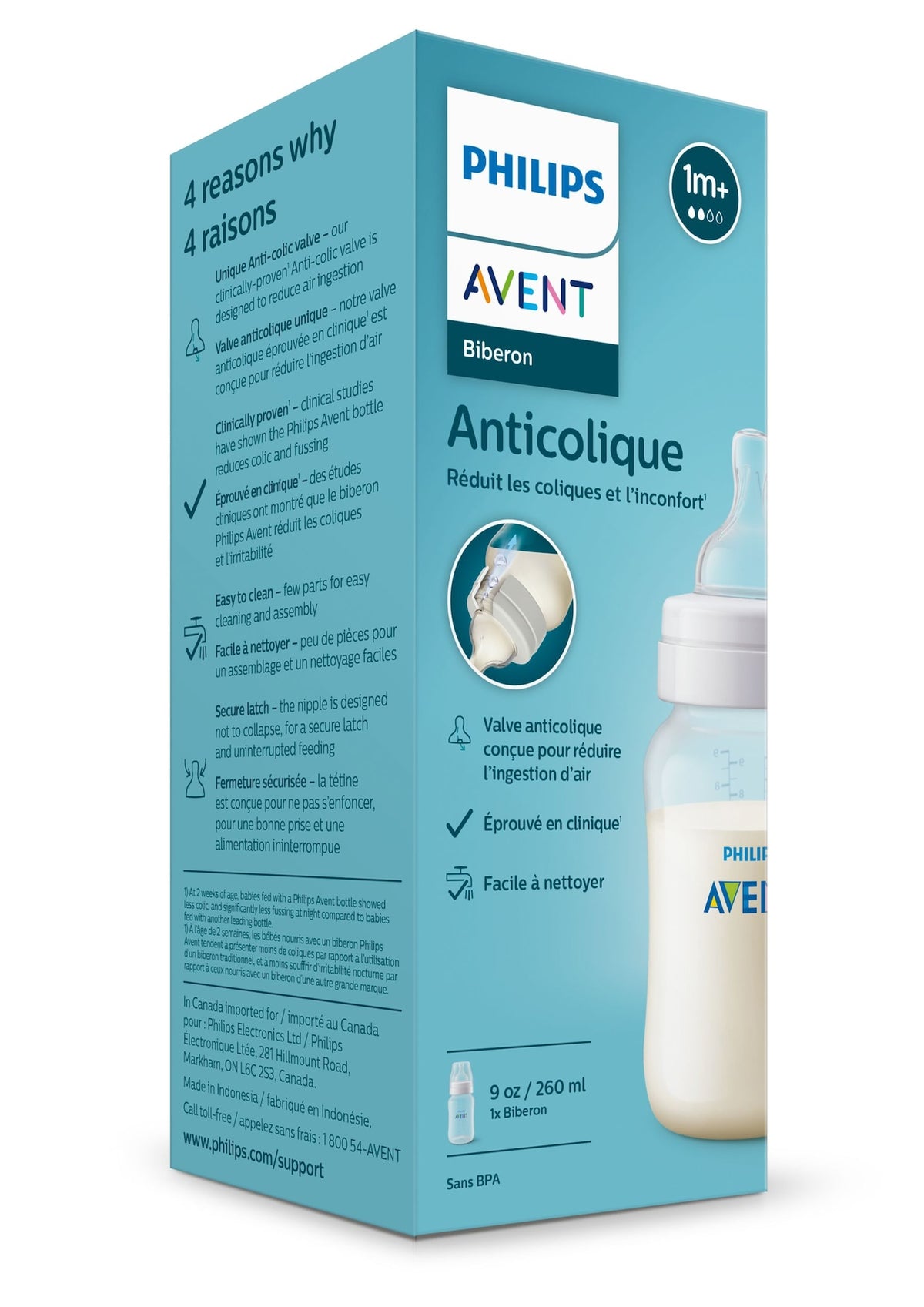 Philips Avent SCY103/01 Anti-Colic Baby Bottle, 9-oz