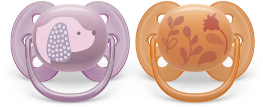 Philips Avent Ultra Soft Pacifier, 6-18 Months, Violet Puppy & Orange Leaves, 2-pk