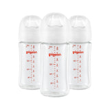 Pigeon Glass Bottle with Silicone Nipple (M), 8-oz, 3 Months+, 3-pk