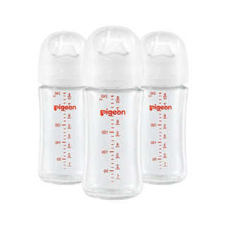 Pigeon Glass Bottle with Silicone Nipple (M), 8-oz, 3 Months+, 3-pk