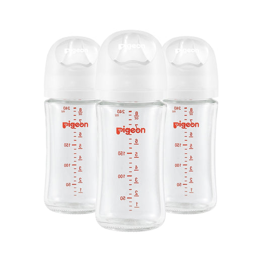 Pigeon Glass Bottle with Silicone Nipple (M), 8-oz, 3 Months+, 3-pk