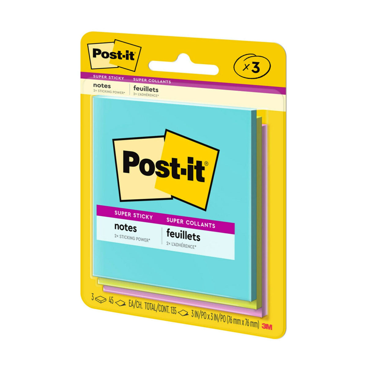 Post-it Super Sticky Notes Supernova Neons Notes, 3-pk