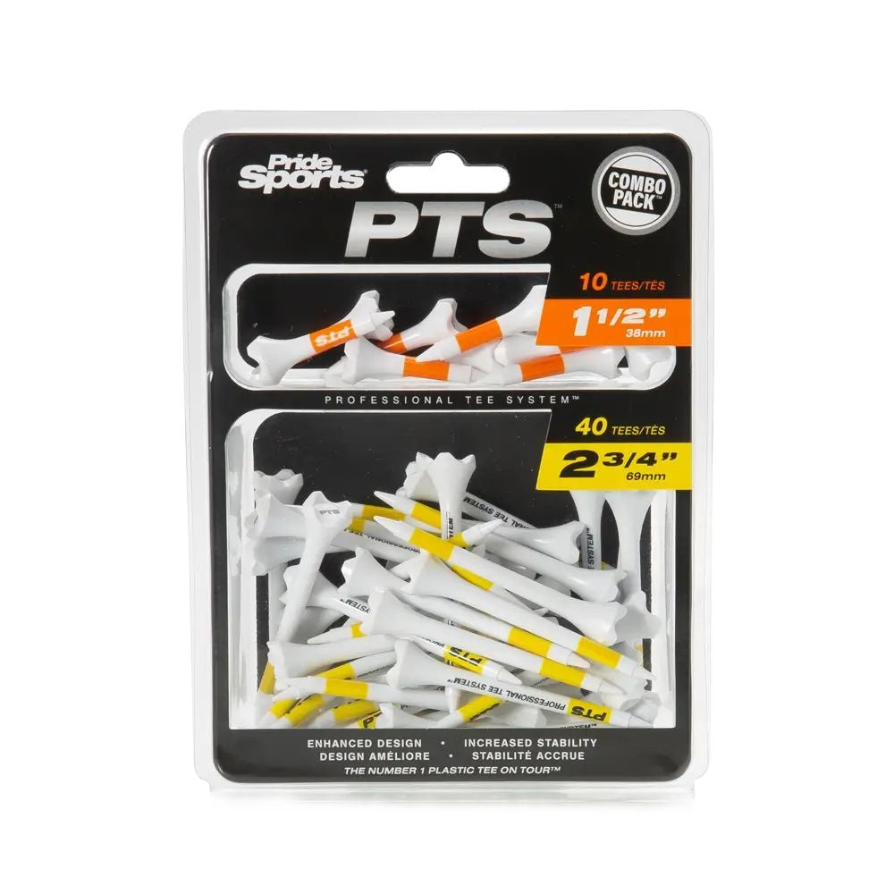 Pride Evolution Plastic Golf Tee Combo Pack, 40-pk, White