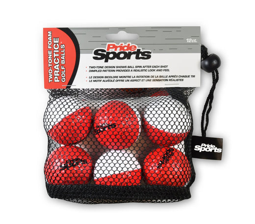 PrideSports Two Tone Practice Golf Balls, Red/White, 12-pk