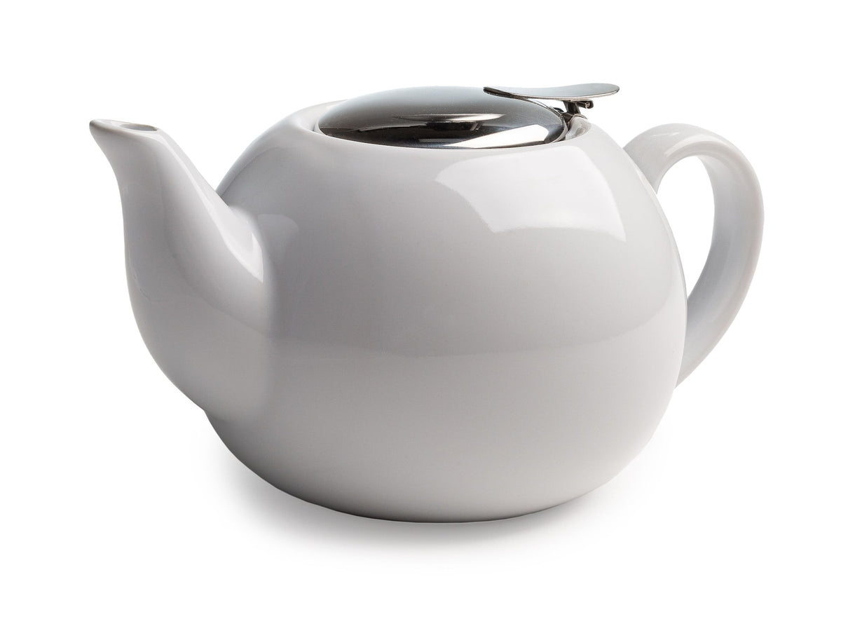 Primula Ceramic Teapot with Stainless Steel Infuser, 0.71-L, White