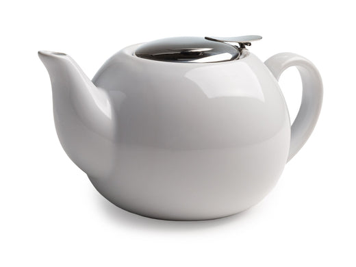Primula Ceramic Teapot with Stainless Steel Infuser, 0.71-L, White