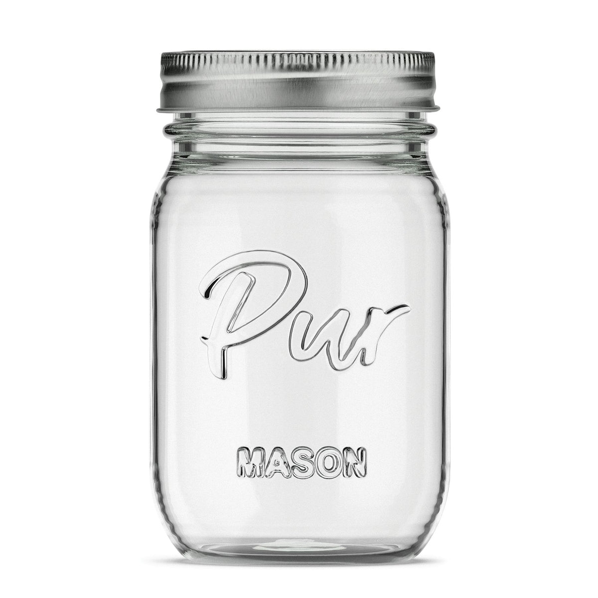 Pur Mason Regular Mouth Glass Jar with Lid & Band, 16-oz/473-mL, 12-pk